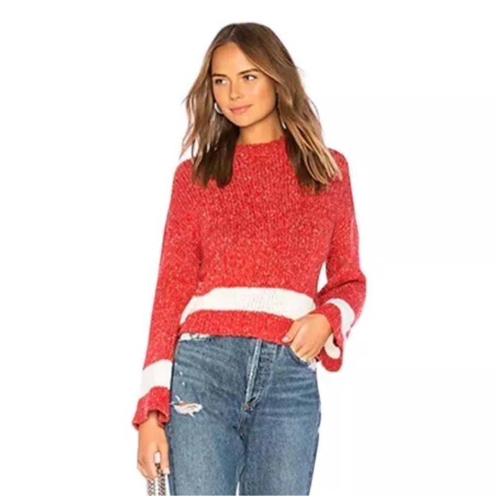 Lovers+ Friends Kirkland Sweater Red White - Picture 2 of 10